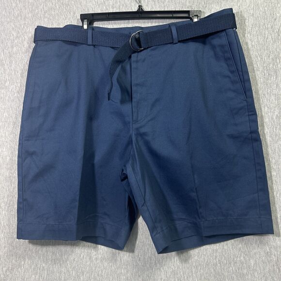 Savane Select Edition Mens Size 38 Shorts w Belt Blue Flat Front- NEW- 9” Inseam - Picture 1 of 16